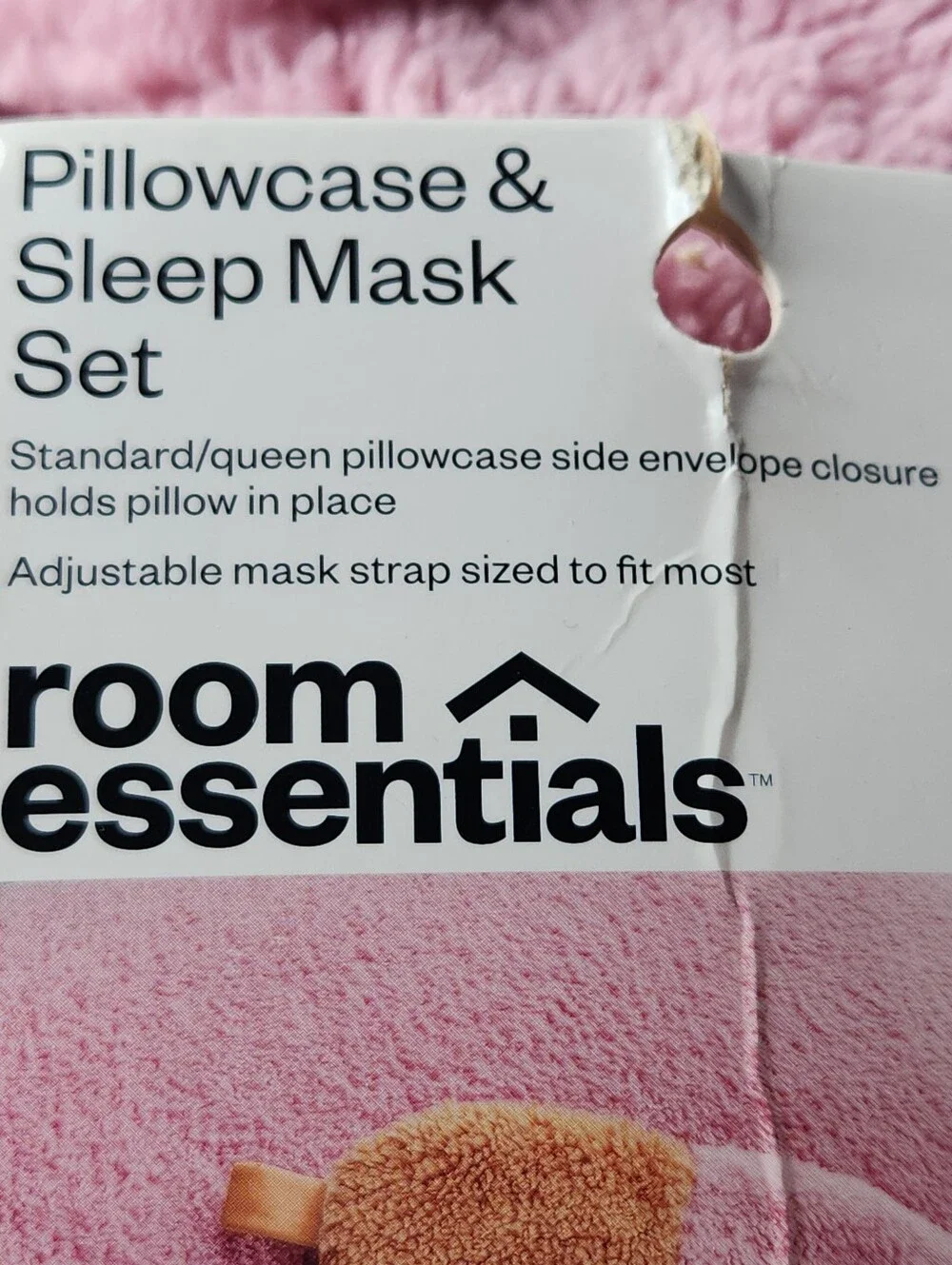 Standard Cozy Bundle Pink/Rust Pillow Case & Eye Mask - Room Essentials